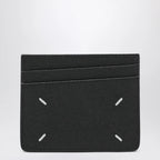 Maison Margiela Four Stitches Card Holder in Black Calf Leather