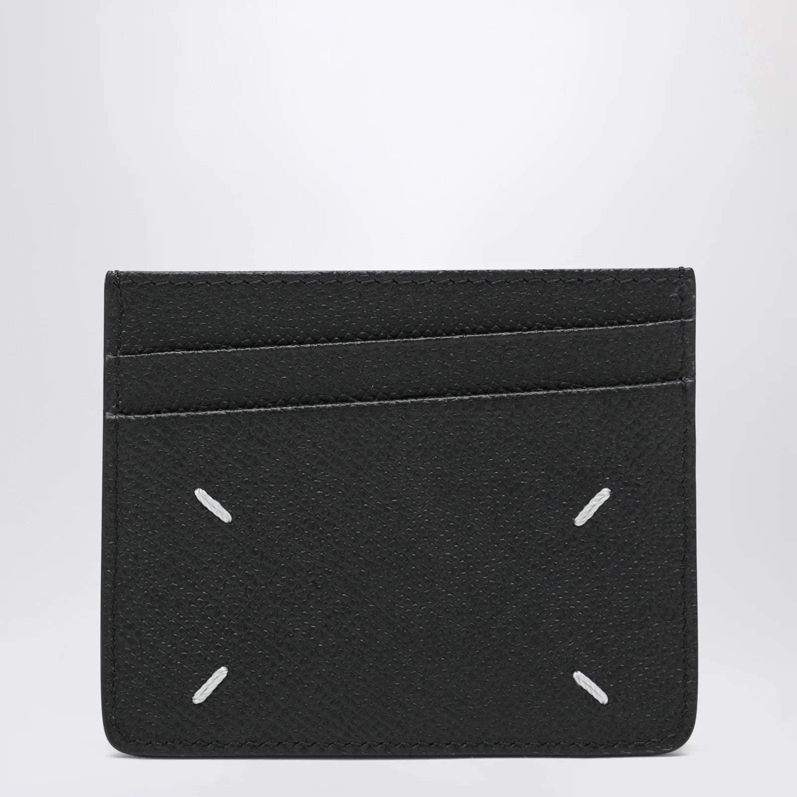 Maison Margiela Four Stitches Card Holder in Black Calf Leather