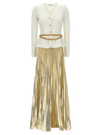 Self-Portrait Long Pleated Skirt Dress