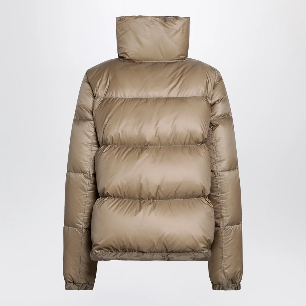 Sacai Beige down jacket with asymmetrical zip