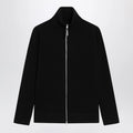 Maison Margiela Zip-Up Knit Cardigan in Black Cotton and Wool