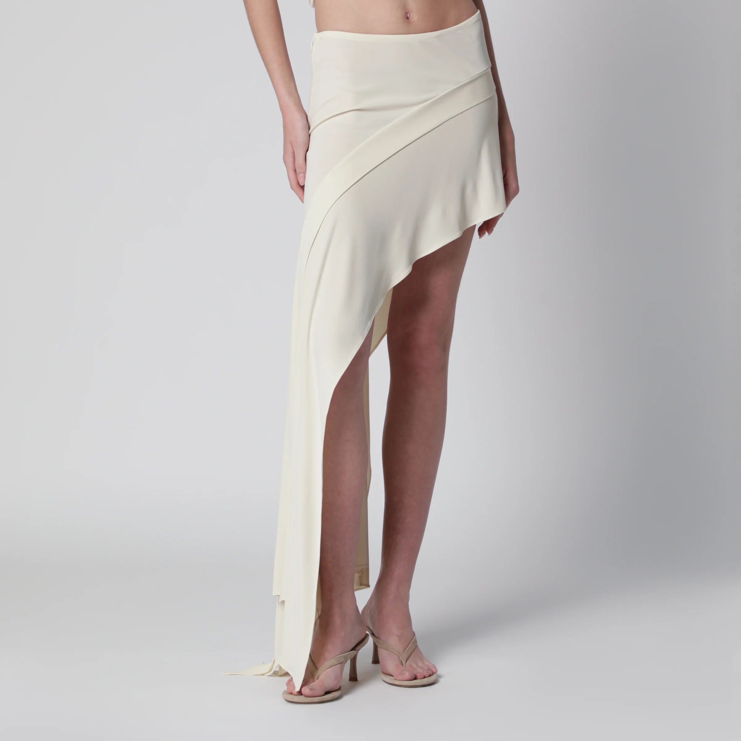 Francesco Murano White mini skirt with side train