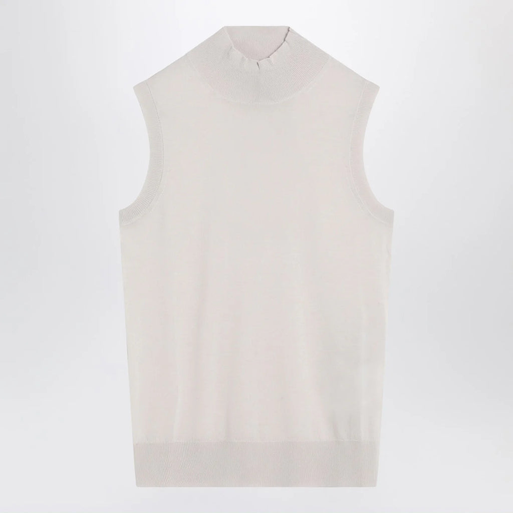 S Max Mara White turtleneck vest in wool