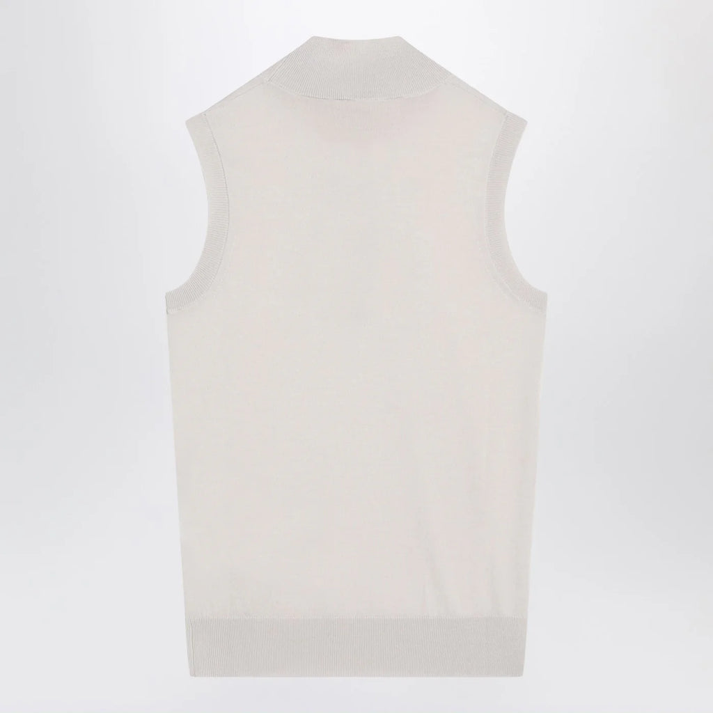 S Max Mara White turtleneck vest in wool