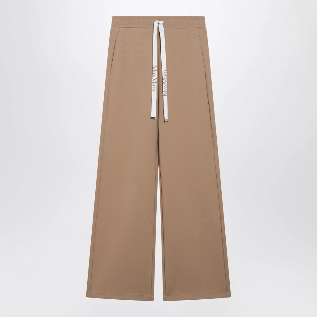 S Max Mara Camel Cotton Jersey Trousers