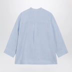 S Max Mara Light blue pure linen mandarin-collar shirt