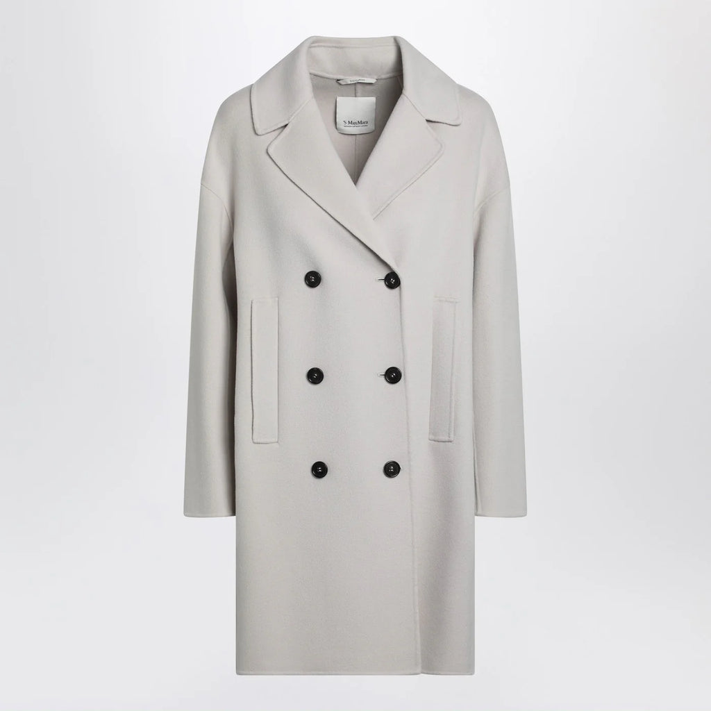 S Max Mara Sand-coloured midi coat in wool drap