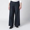 S Max Mara Straight navy blue cotton and linen denim trousers
