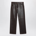 S Max Mara Brown lamb nappa leather trousers