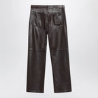 S Max Mara Brown lamb nappa leather trousers