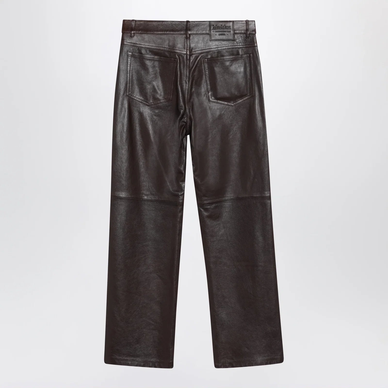 S Max Mara Brown lamb nappa leather trousers