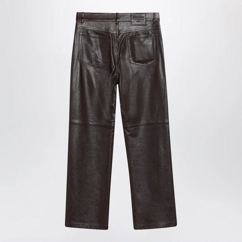S Max Mara Brown lamb nappa leather trousers