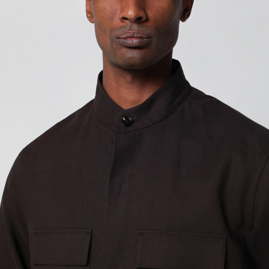 ZEGNA Brown linen overshirt