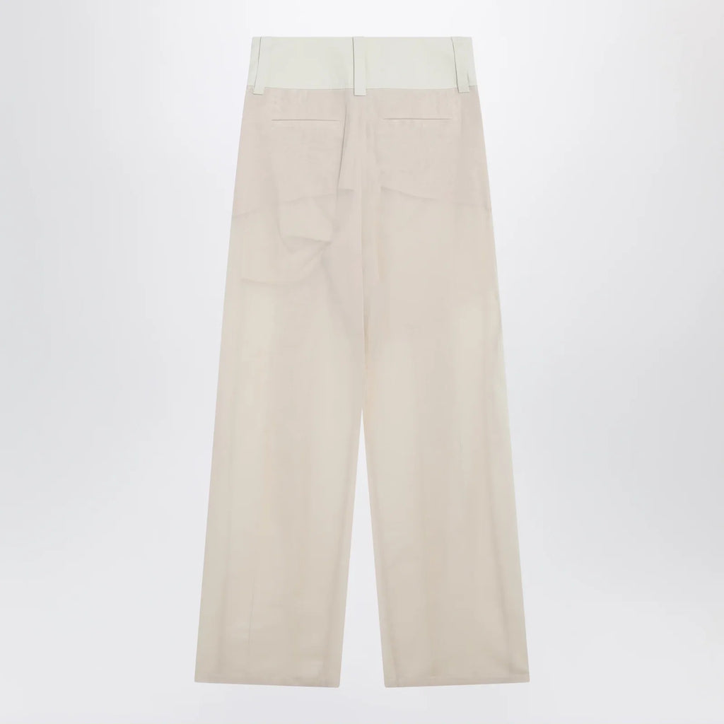 Sportmax Wide-leg trousers in ecru organza cotton voile