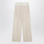 Sportmax Wide-leg trousers in ecru organza cotton voile
