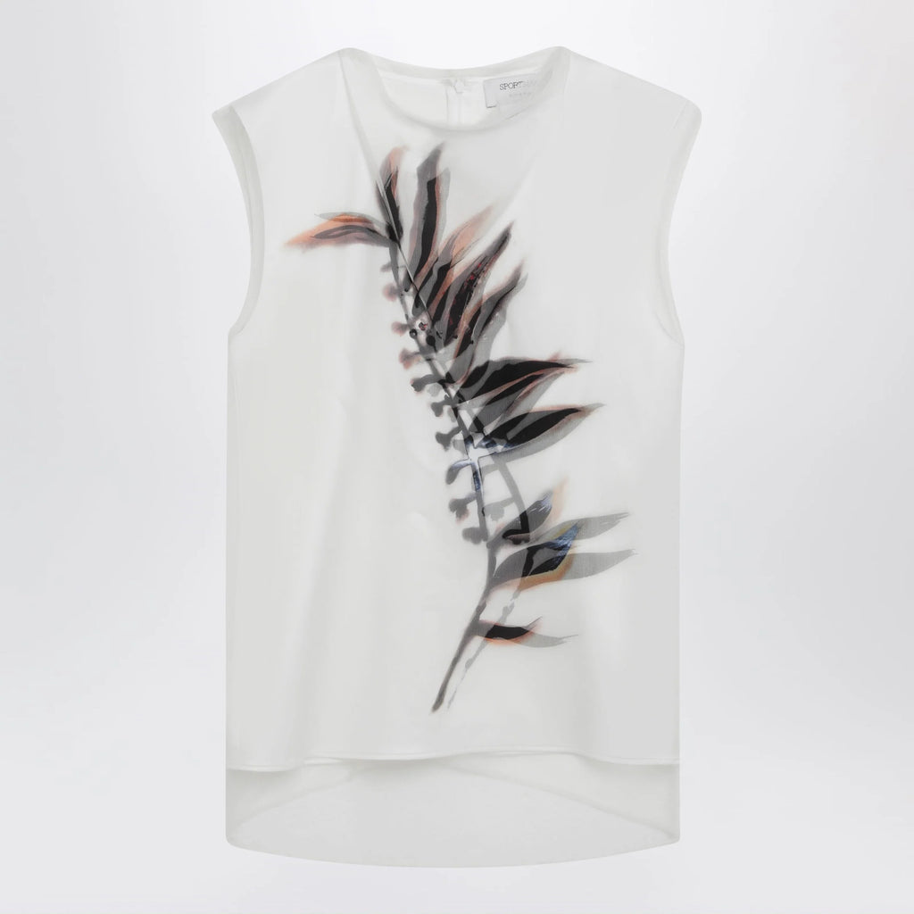 Sportmax White double-layer top in satin and tulle