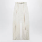 Sportmax Oversized trousers in vanilla cotton gabardine
