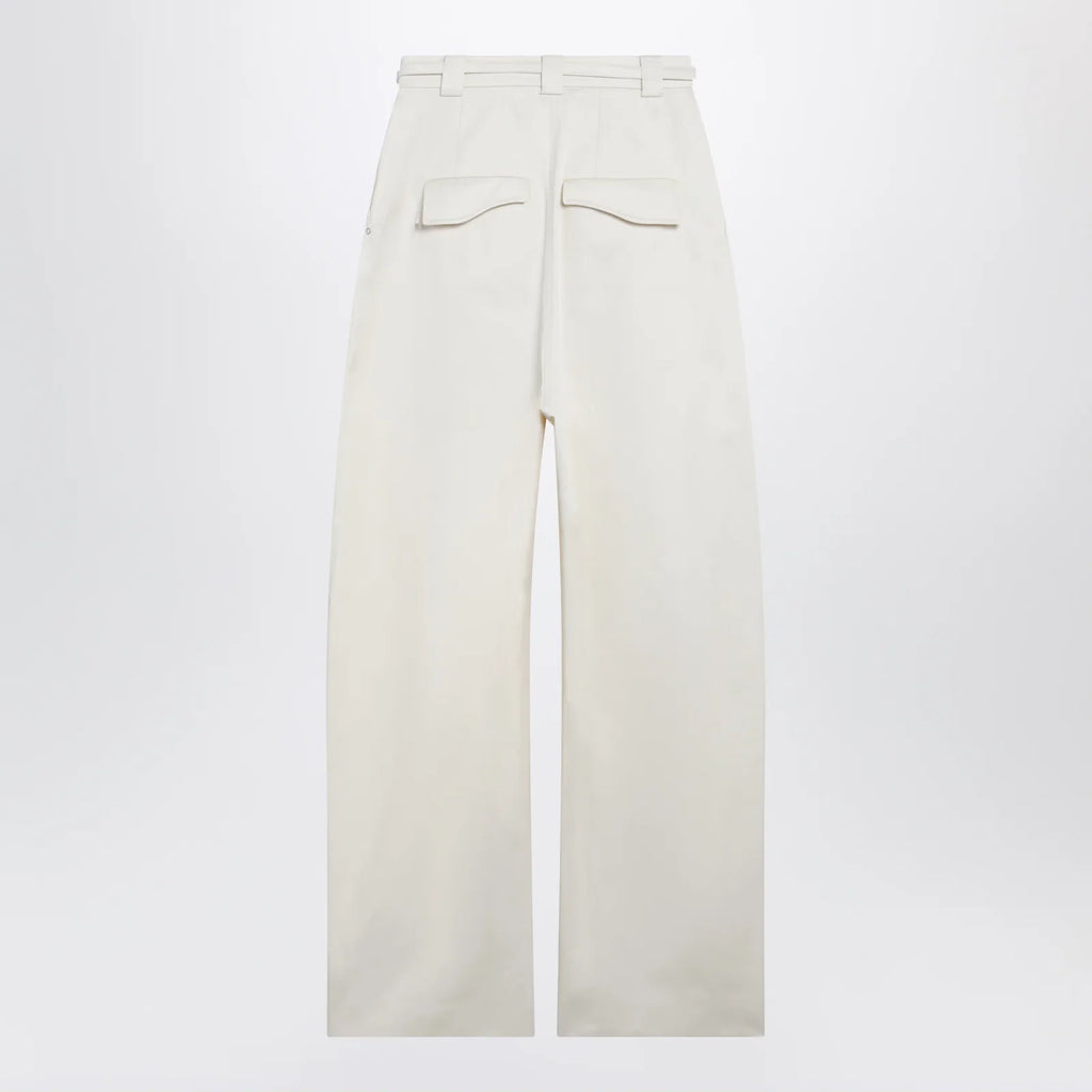 Sportmax Oversized trousers in vanilla cotton gabardine