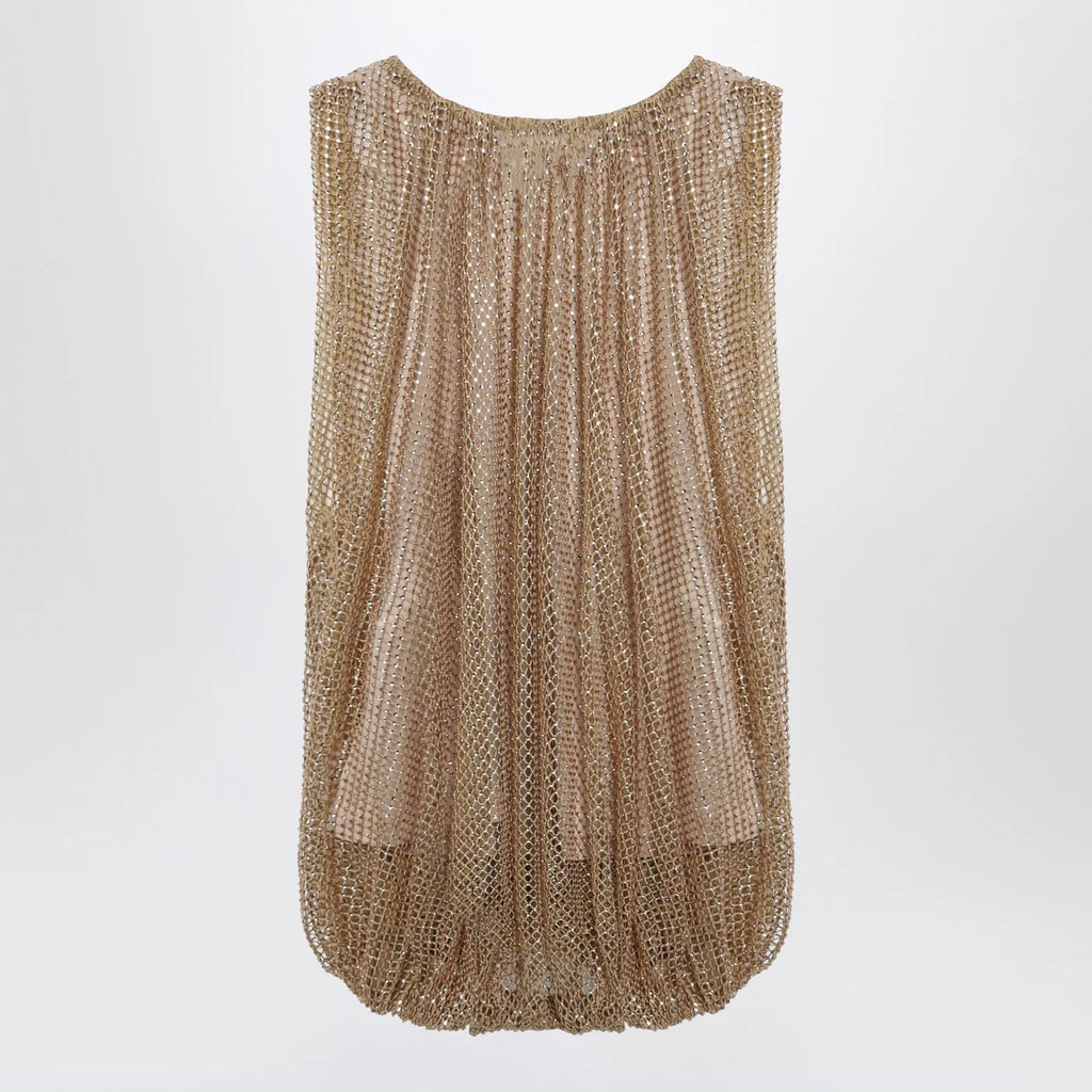 Sportmax Camel mesh top with crystals