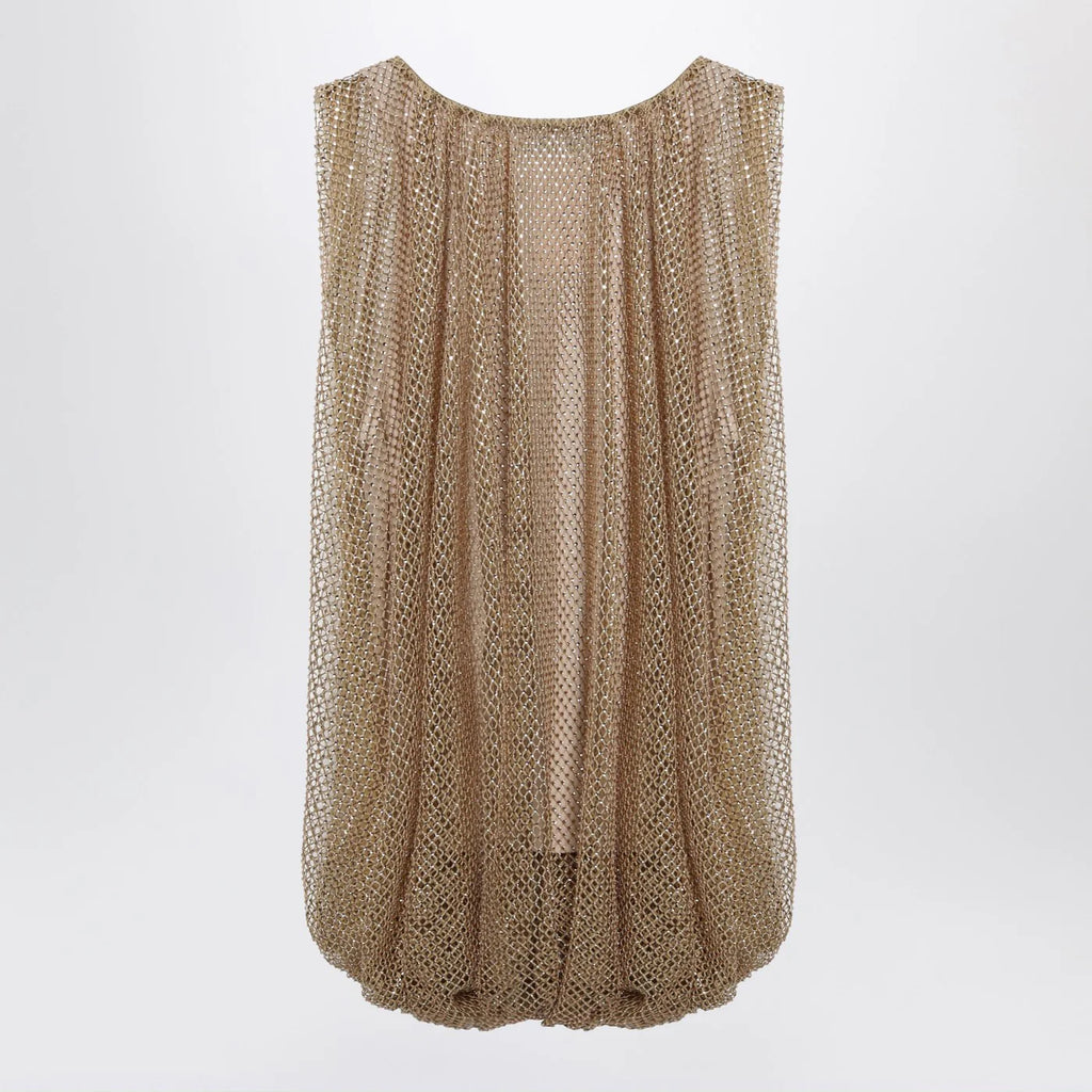 Sportmax Camel mesh top with crystals