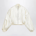 Sportmax Ivory pleated satin bomber jacket