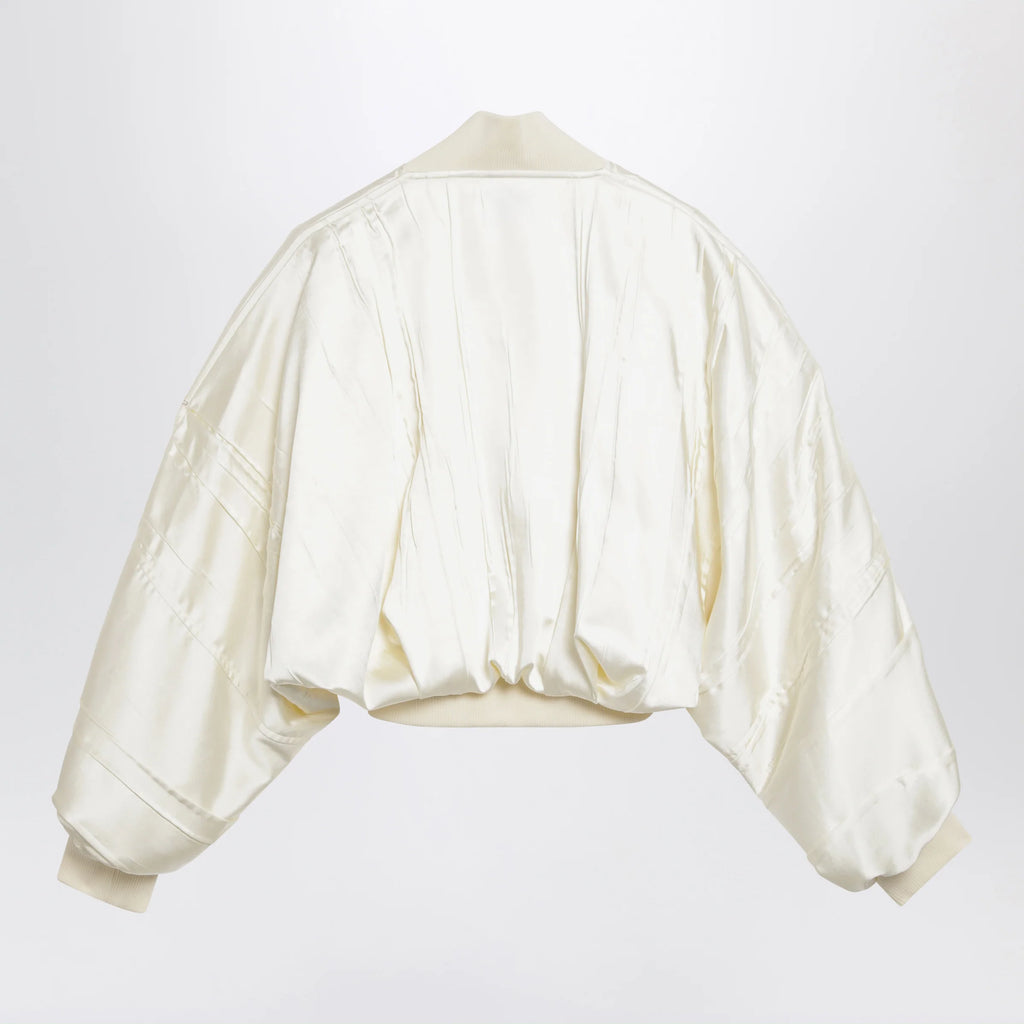 Sportmax Ivory pleated satin bomber jacket