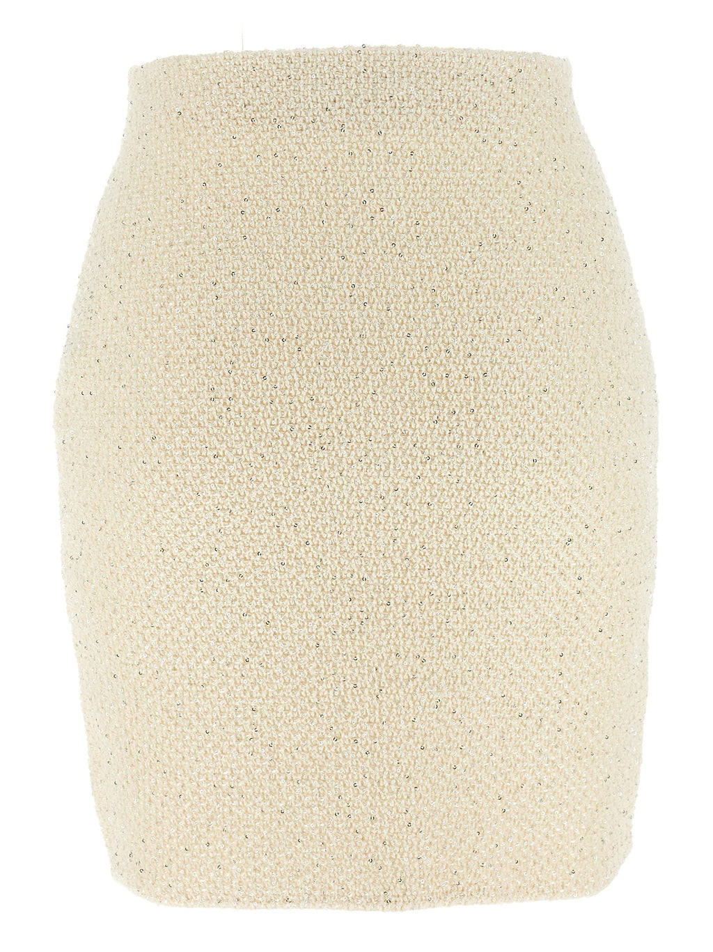 Self-Portrait Cream Sequin Knit Mini Skirt