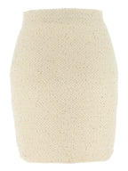 Self-Portrait Cream Sequin Knit Mini Skirt