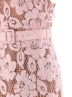 Self-Portrait Pink Crochet Lace Midi Dress