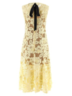 Self-Portrait Yellow Crochet Lace Midi Dress