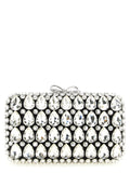 Self-Portrait Black Satin Crystal Clutch
