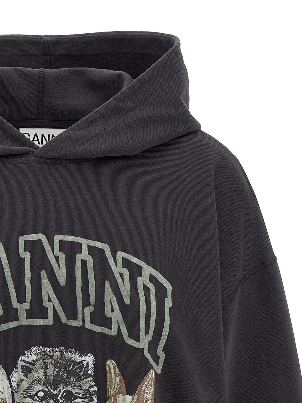 Ganni Grey Animal Print Hoodie