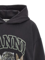 Ganni Grey Animal Print Hoodie
