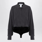 Max Mara Anthracite grey silk body shirt