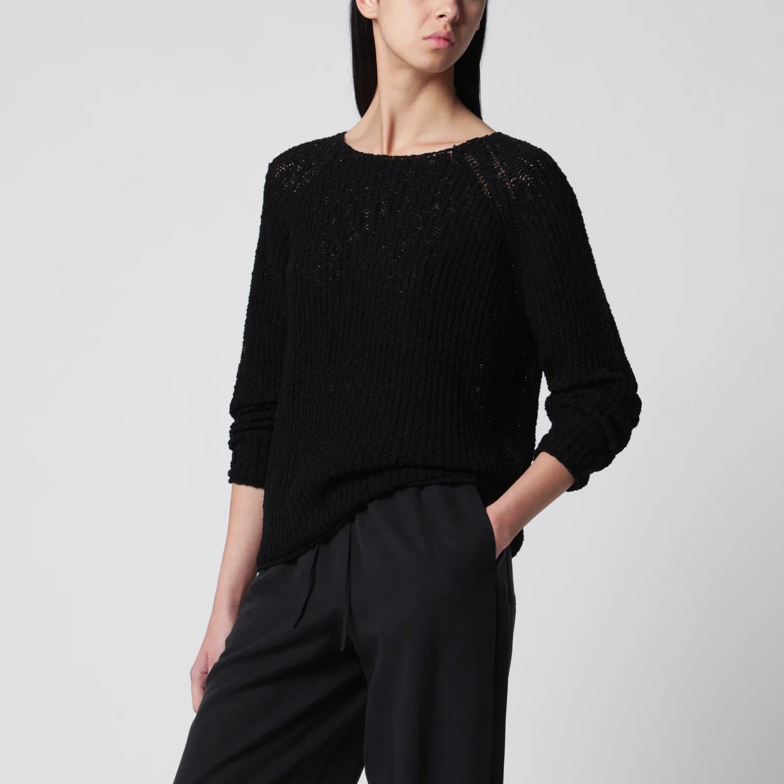 Dunst Black loose-knit cotton-blend top
