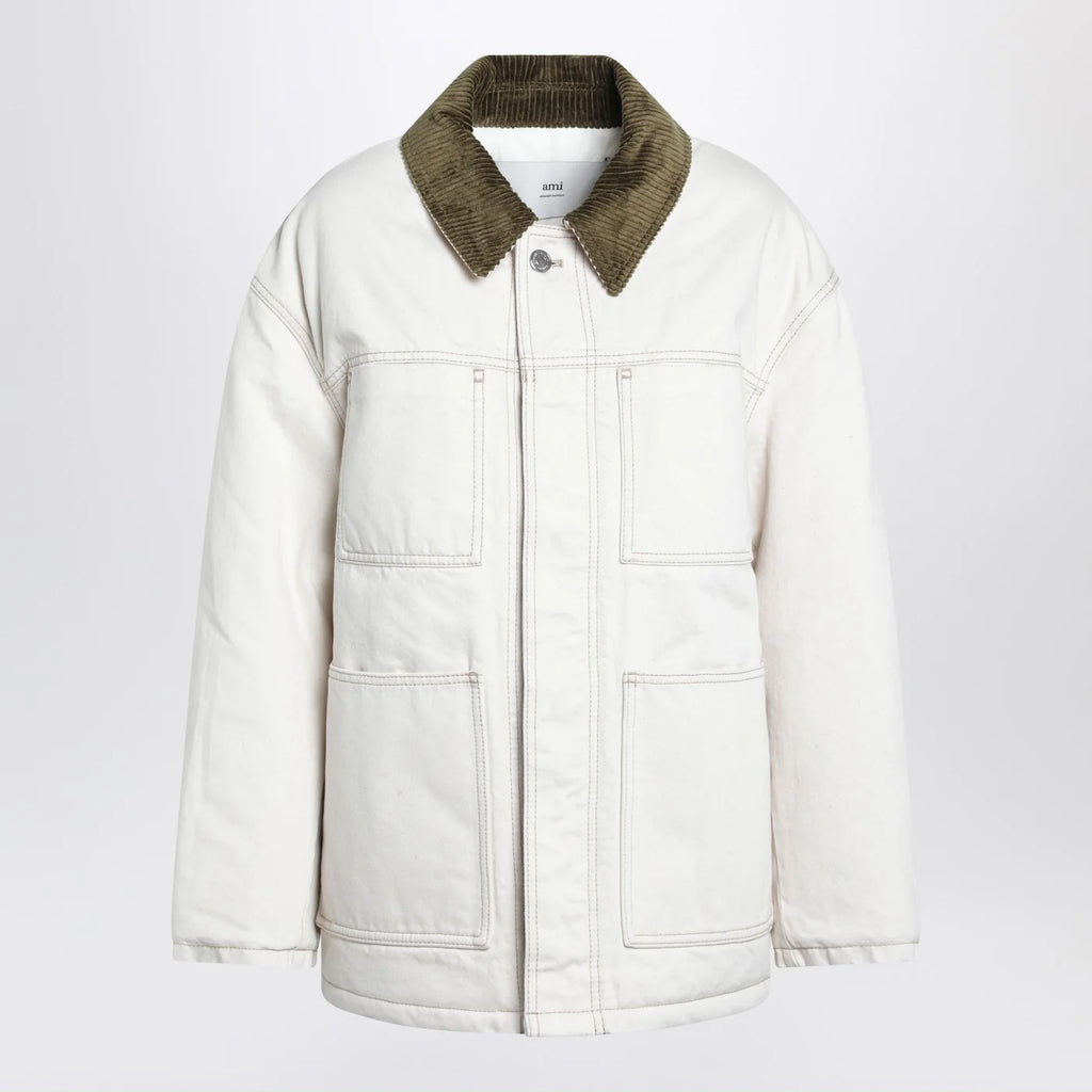 Ami Paris Ivory padded worker cotton jacket