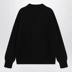 Ami Paris Ami De Coeur cardigan in black merino wool knit