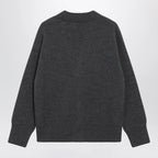 Ami Paris Ami De Coeur cardigan in grey mélange merino wool knit