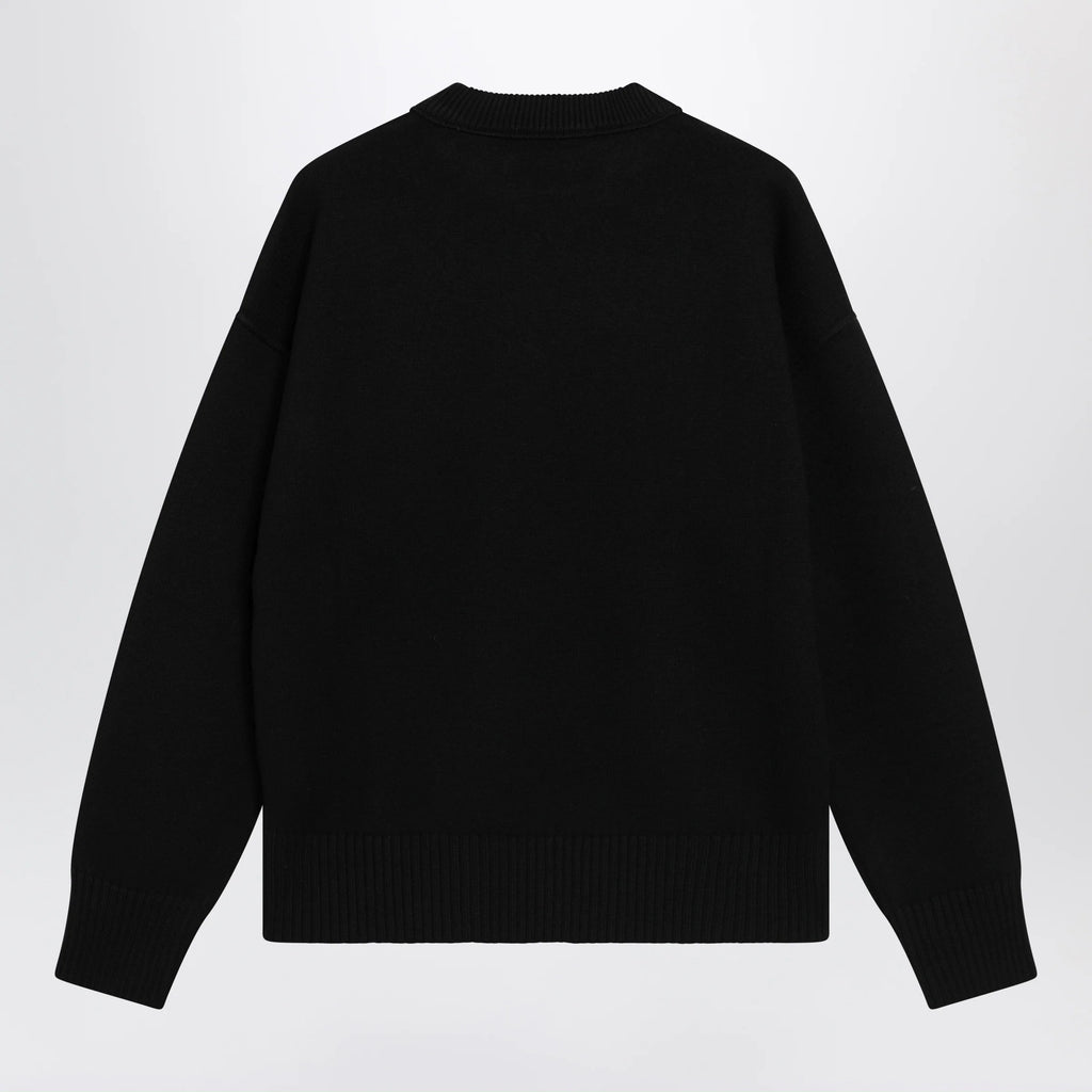 Ami Paris Black Ami de Coeur virgin wool sweater