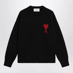 Ami Paris Black Ami de Coeur virgin wool sweater