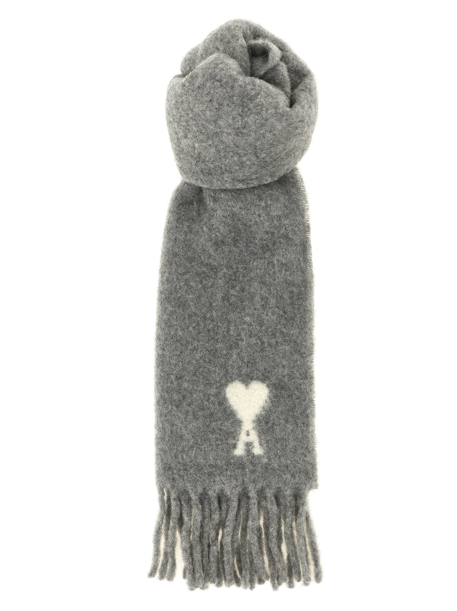Ami Paris Adc Logo Scarf And Fringes