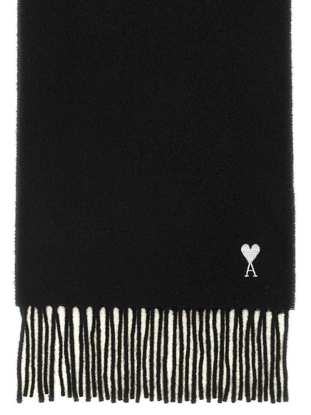 Ami Paris Quota Scarf With Adc Embroidery And Fringes