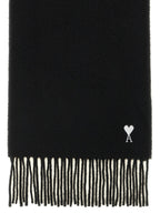 Ami Paris Quota Scarf With Adc Embroidery And Fringes