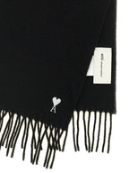 Ami Paris Quota Scarf With Adc Embroidery And Fringes