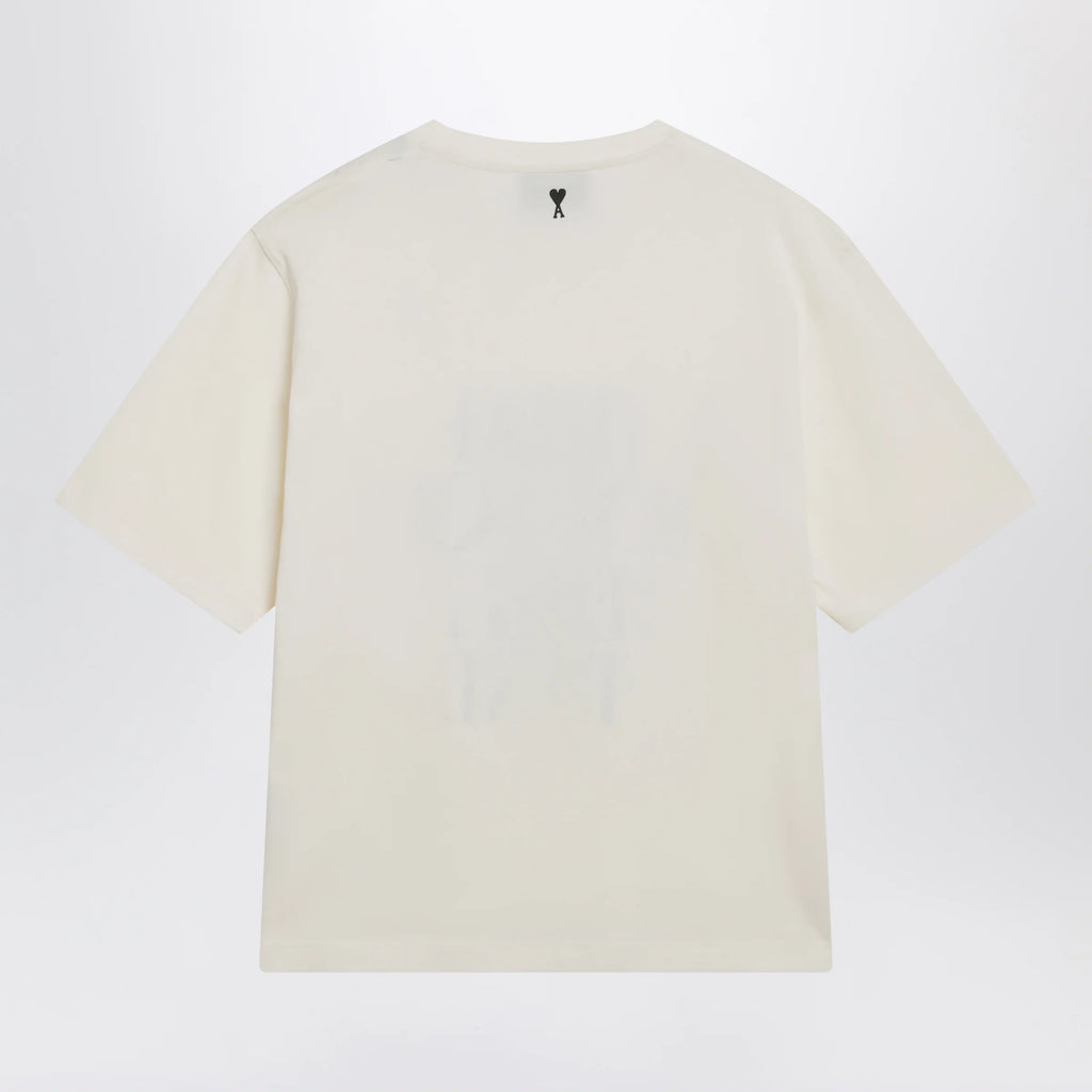 Ami Paris Cream white T-shirt in heavy cotton jersey