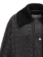 Ganni Black Shiny Quilt Midi Jacket