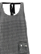 Ganni Crinkled Check Long Dress