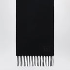 Max Mara Cashmere stole with Monogram embroidery in black