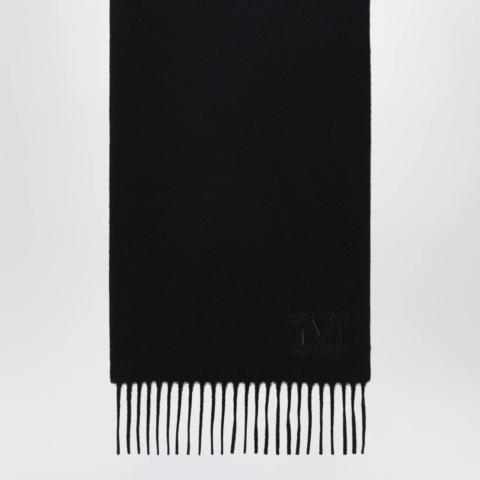 Max Mara Cashmere stole with Monogram embroidery in black