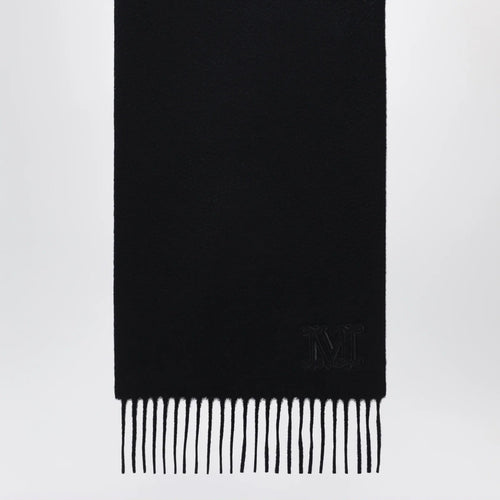 Max Mara Cashmere stole with Monogram embroidery in black